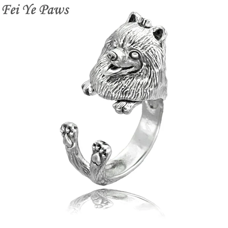 Adorable Vintage Pomeranian German Spitz Klein Dog Ring Unique Pet Lover\'s Jewelry Adjustable Perfect Gift for Dog Enthusiasts