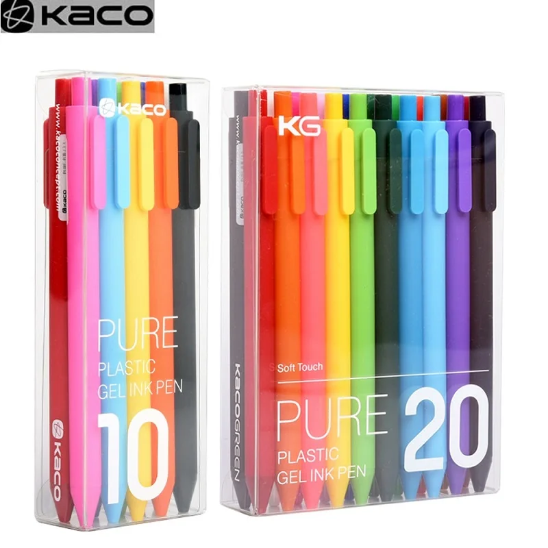 kawaii kaco canetas gel retrateis com tinta colorida papelaria escrita suave diarios cadernos planner desenho 20 cores 10 cores 05 mm 01