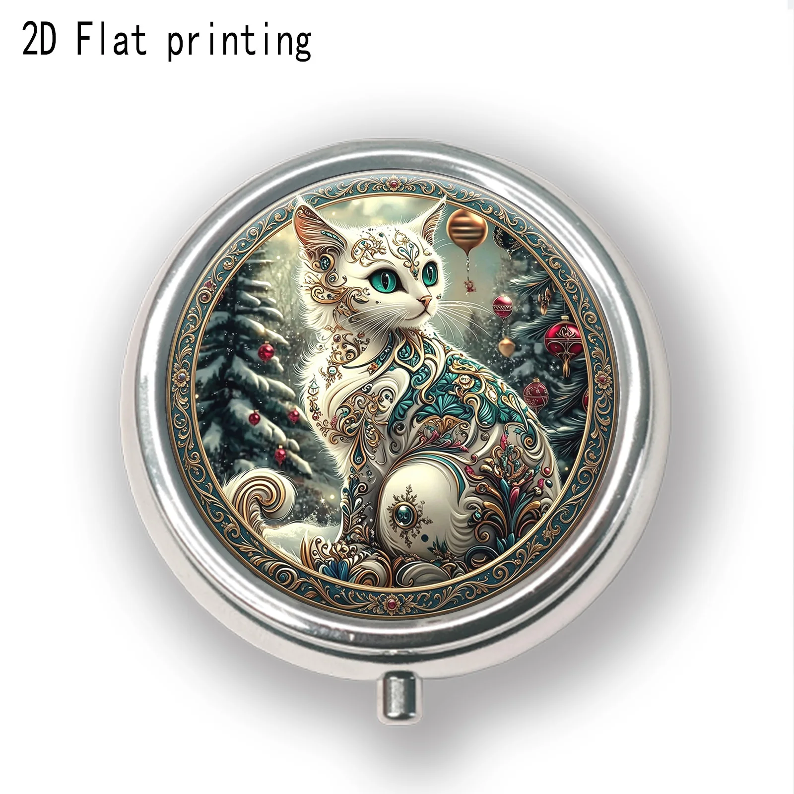 Single-piece, flat, round three-compartment storage box, circular pattern design, organizing storage box, dreamy style, very suitable for travel and daily use, unique and creative