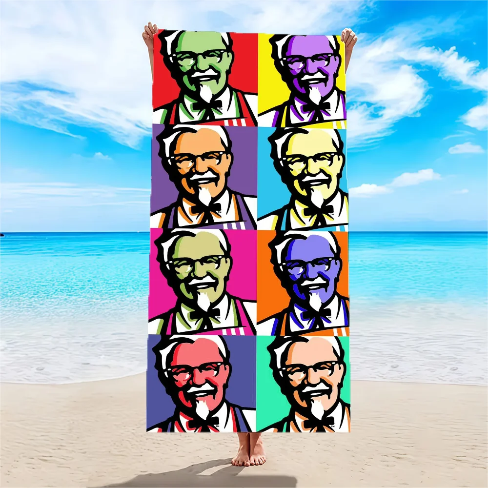 منشفة K-KFC مطبوعة على الموضة منشفة شاطئ من الألياف الدقيقة الماصة، سريعة الجفاف، للسباحة والتخييم واليوجا والشاطئ الخارجي #3