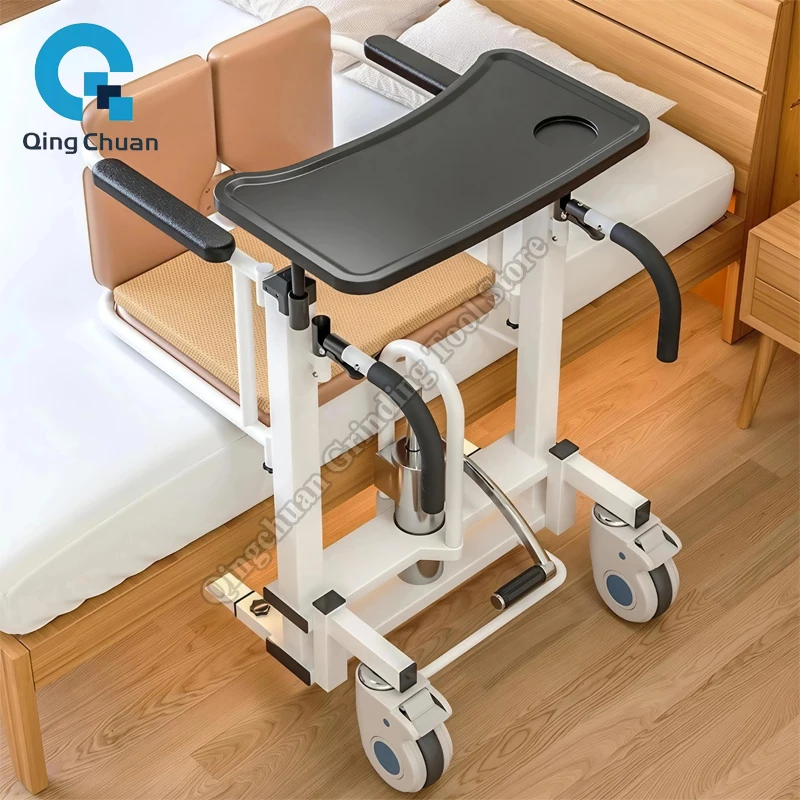 Silla Elevadora Hidráulica Multifuncional para Traslado de Personas Mayores, Silla de Ruedas con Función de Inodoro para el Cuidado de Ancianos Paralizados y Discapacitados