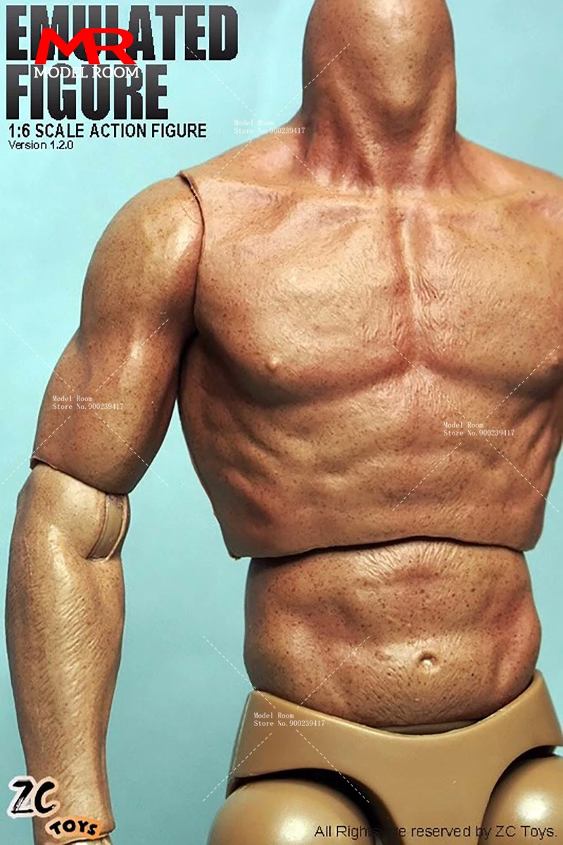 ZCTOYS S001 S002 S005 1/6 Male Muscle Joint Body 12-inch Soldier Action Figure Super Flexible Body Fit 1:6 Neckless Head Sculpts