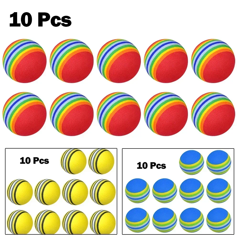 

10x Golf Swing Training Foam Balls Indoor Practice Rainbow Sponge Balls Flexible Soft Golf Practice Ball Training Aid Accessory