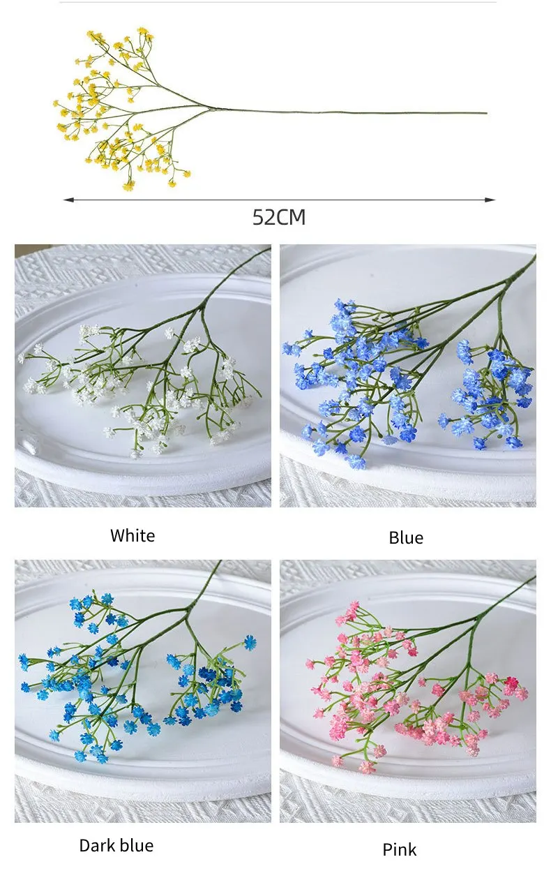 10 Stück künstliche Latex-Plastikblumen im Baby's Breath-Stil für Hochzeitsdekoration, Brautstrauß, künstliche Gypsophila, Party- und Heimdekoration. – Detail 2