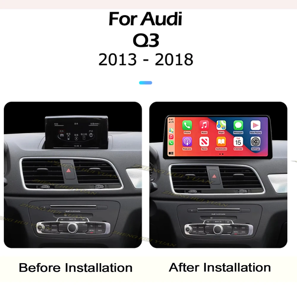 Android 16 12.3 inch For Audi Q3 2013-2018 Lntelligent Multimedia Right Angle Touch Screen Android Auto Wireless Carplay WIFI BT