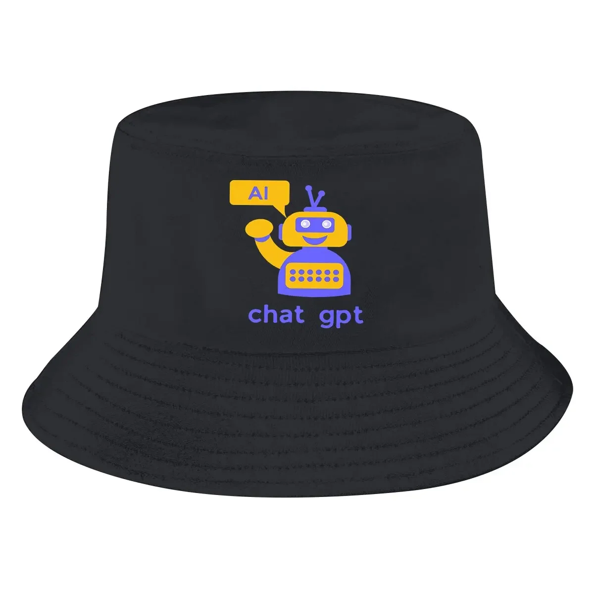 Artifical Intelligence AI Robot Unisex Bucket Hats ChatGPT Hip Hop Fishing Sun Cap Fashion Style Designed