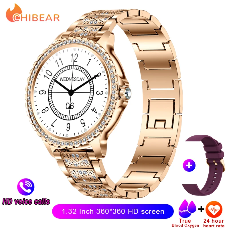 AMOLED-Bildschirm-Smartwatch, Herzfrequenz, Blutsauerstoff, modisches Damenarmband, 2023, Bluetooth-Anruf, Smartwatch für Damen, für Android IOS