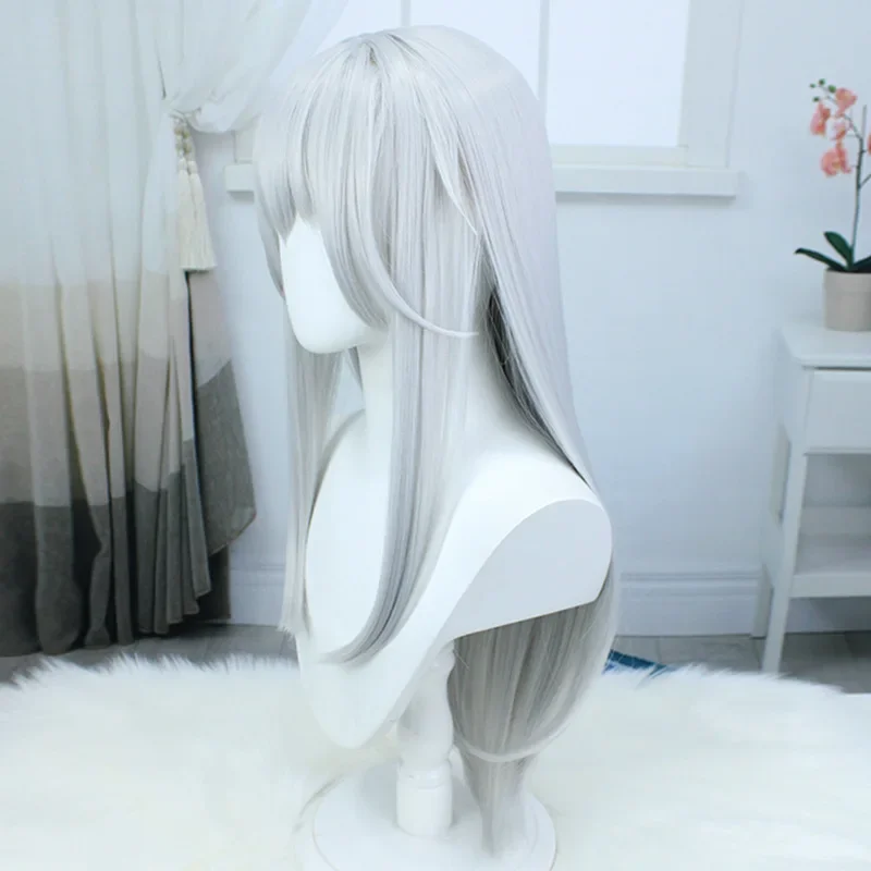 Gojo Satoru Cosplay Wig Halloween Long Straight Synthetic Wigs for Women Cosplay with Bangs White Wig HighTemperature