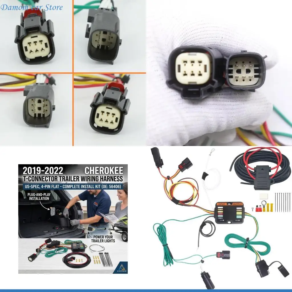 

A2UC 4 Pin Flat Trailer Connector Trailer Wiring Harness 56406 for Select Model Vehicles Easy Installation
