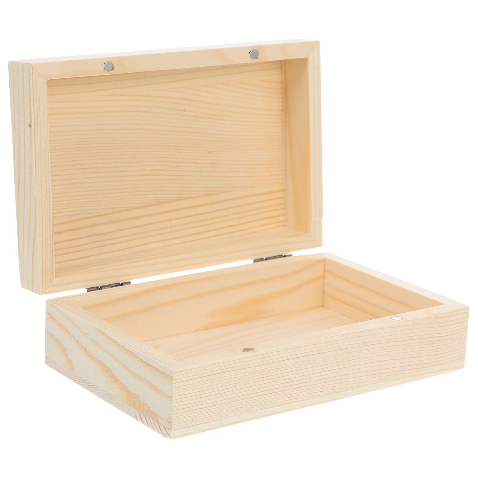 

Rustic Wood Storage Box Unfinished Hinge Lid - Handmade Wooden Trinket Case for Jewelry Organizing and Home Decor