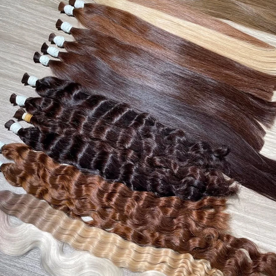 

Real 100% human Hair Deep Curly Hair Virgin Raw Chocolate brown #2 Extentions No Weft Bulk Hair Bundles for Boho Braiding 30Inch