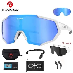 X-TIGER Polarized Cycling Glasses 3 Lens Outdoor Sports MTB Mountain Bike Glasses UV400 Cycling Goggles