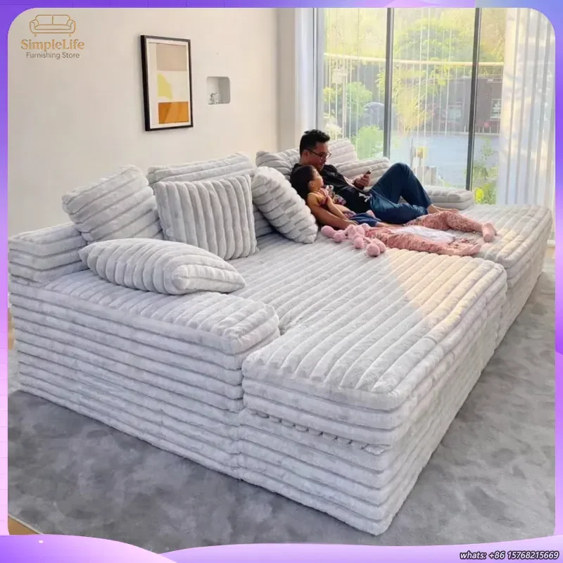 

Современный Роскошный Бескаркасный Диван для Гостиной King Size, Настраиваемый Бескаркасный Диван-Кушетка в Кремовом Стиле, Мебель для Дома