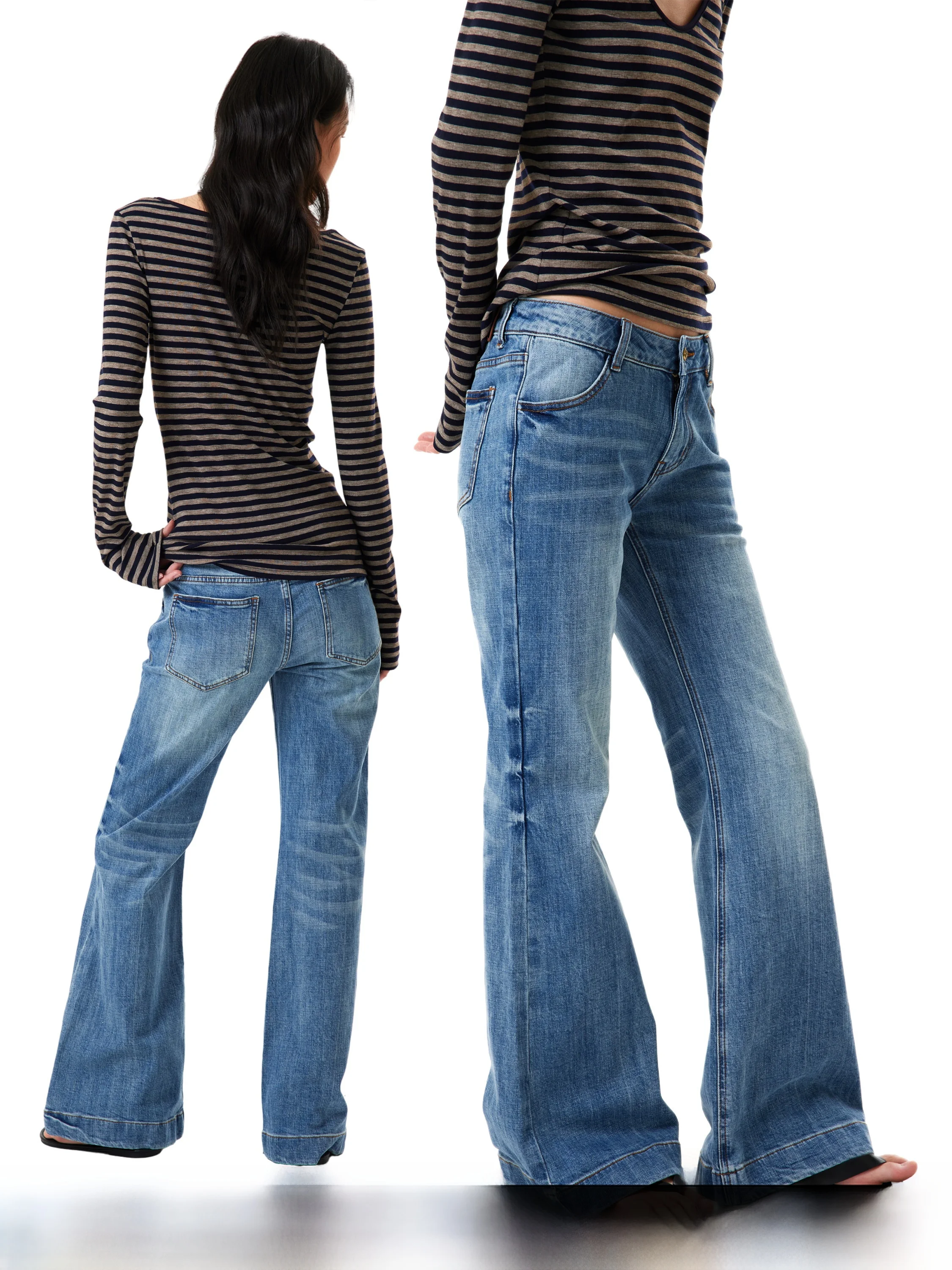 

Low Waist Bell Bot Denim Jeans Women's Vintage Waed Slimming Pear ape Wide Leg Long Pants Spring 2026 GO GO BURN