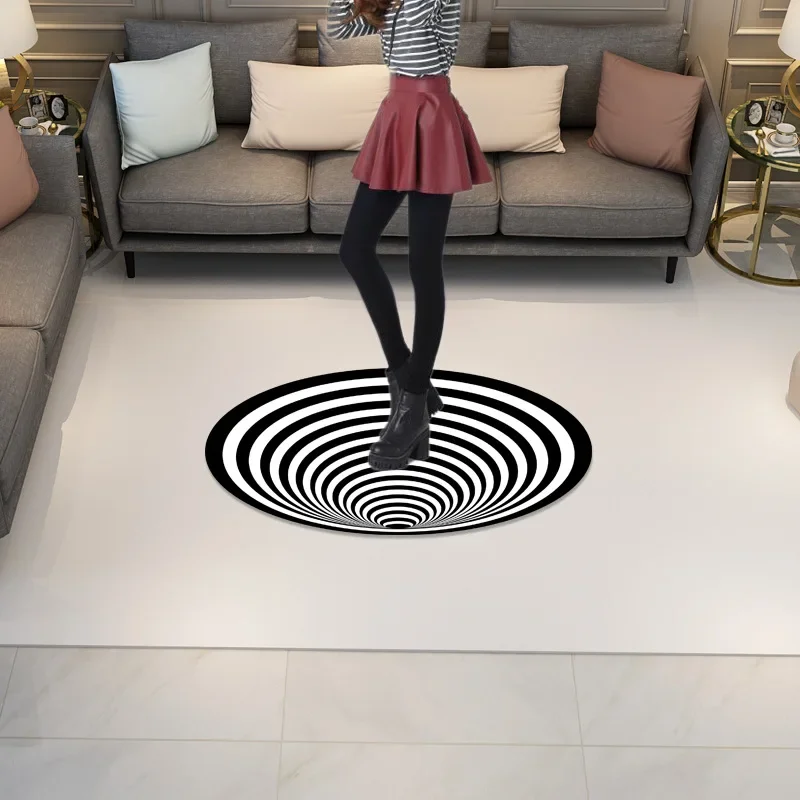 

Новые трехмерные черно-белые 3d-ковры с рисунком мандалы и иллюзии стереовидения для гостиной, коврик для чайного столика, дивана