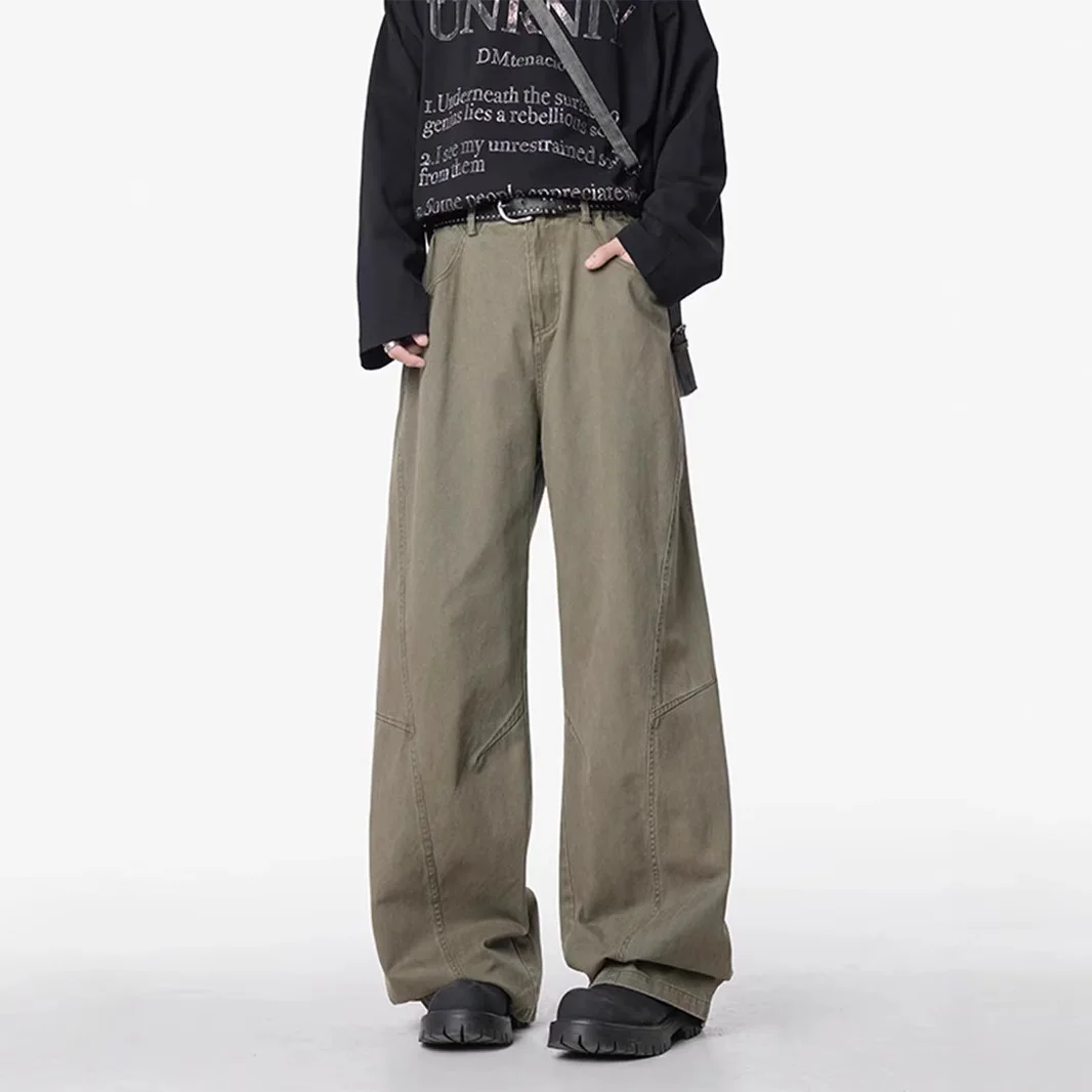 Japanese trendy brand scimitar pants casual pants men's spring and summer high street denim wide-leg fashion sports long pants