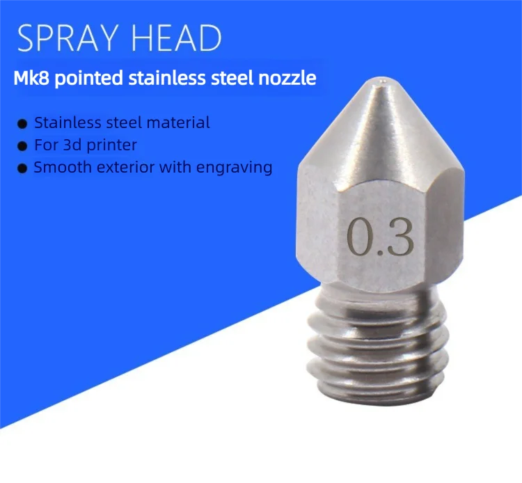 1,75 mm MK8 Edelstahldüse Extruder Druckkopf für Anet A8 A8Plus CREALITY Ender 3 3S Pro V2 CR10 3D-Drucker 0,2–1,0 mm – Detail 1