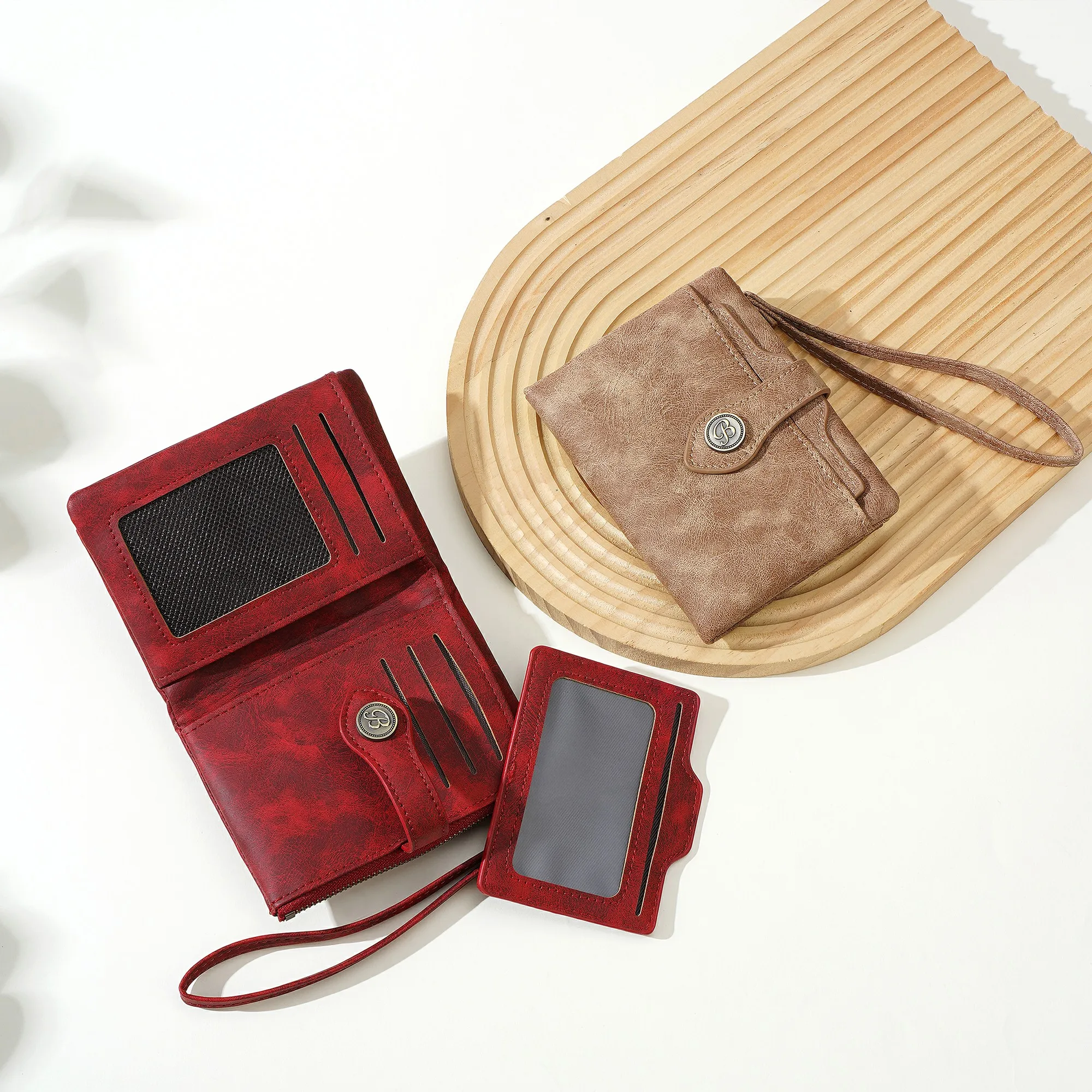 1 Stück - Baellerry Damen Vintage PU-Leder Kurzbörse mit 80% Rabatt, mit Handgelenkschlaufe, 8 Kartenfächern + Ausweisfenster + abnehmbarem Kartenhalter, praktisches Geburtstagsgeschenk für Frauen. – Detail 26