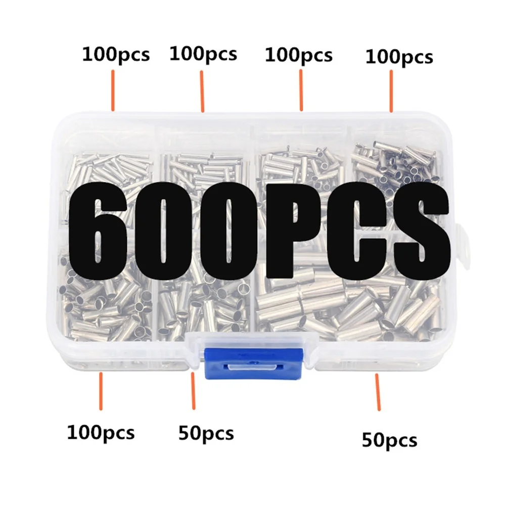 600pcs Tube Style Crimp Terminals Copper Material PE Insulation for Electrical Wiring Projects Supporting 0.5mm2 to 6.0mm2 Wires