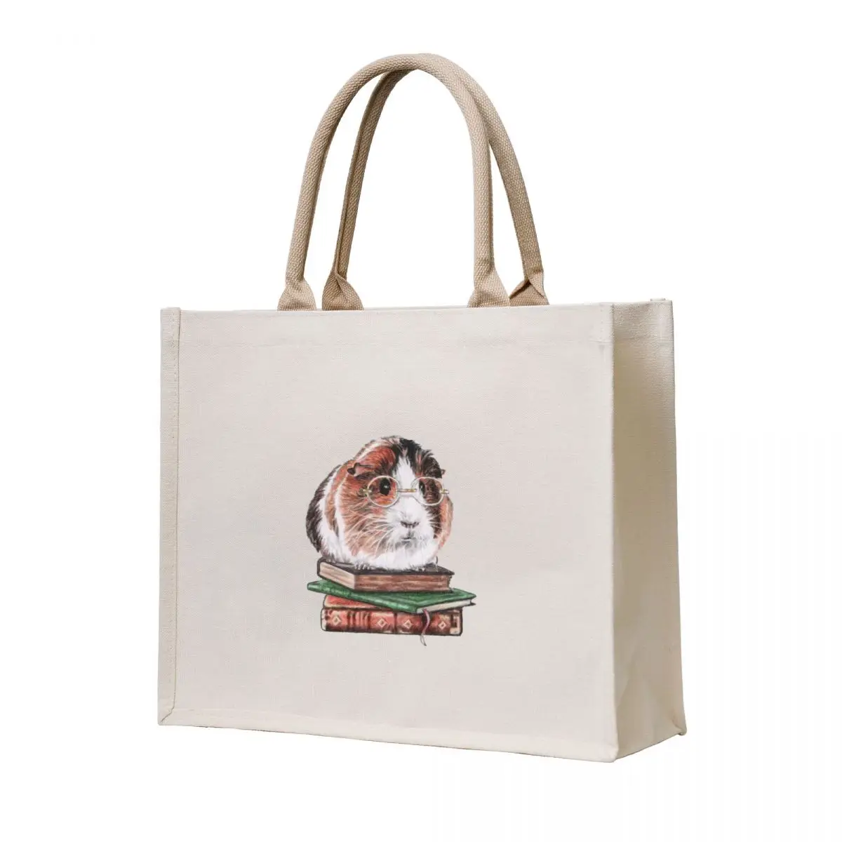 

Guinea pig with glasses and books Tote Bag canvas shopping bag Portable shopping bag Fabric