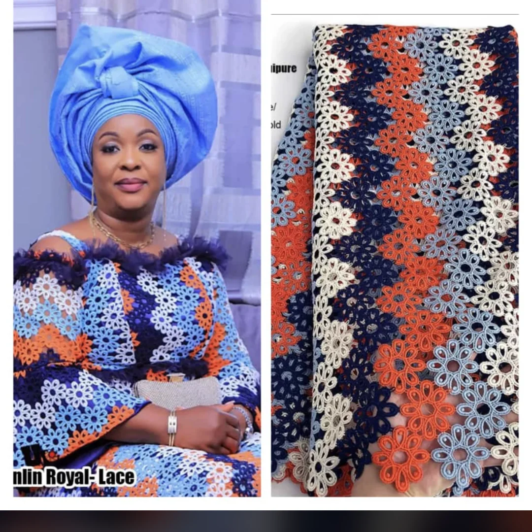 

Новинка 2025 года, высокое качество, африканская нигерийская ткань с тюлем, кружевная ткань, гипюровая вышивка, бисер, платья, блестки, 5 ярдов, JY486