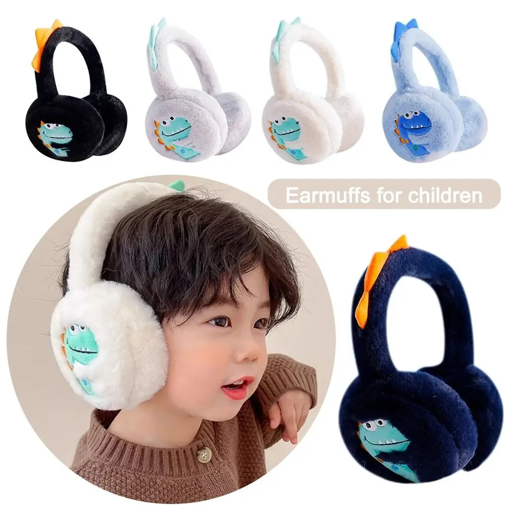 Plush Little Dinosaur Ear Warmer Soft Thickened Kids Earmuffs Winter Warm Collapsible Ear Protection Earflap