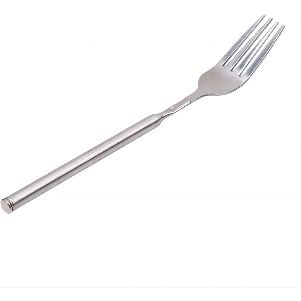 

Выдвижная вилка Длинная телескопическая вилка с выдвижной ручкой Обеденные вилки из нержавеющей стали, расширение принадлежностей для посуды для барбекю,
