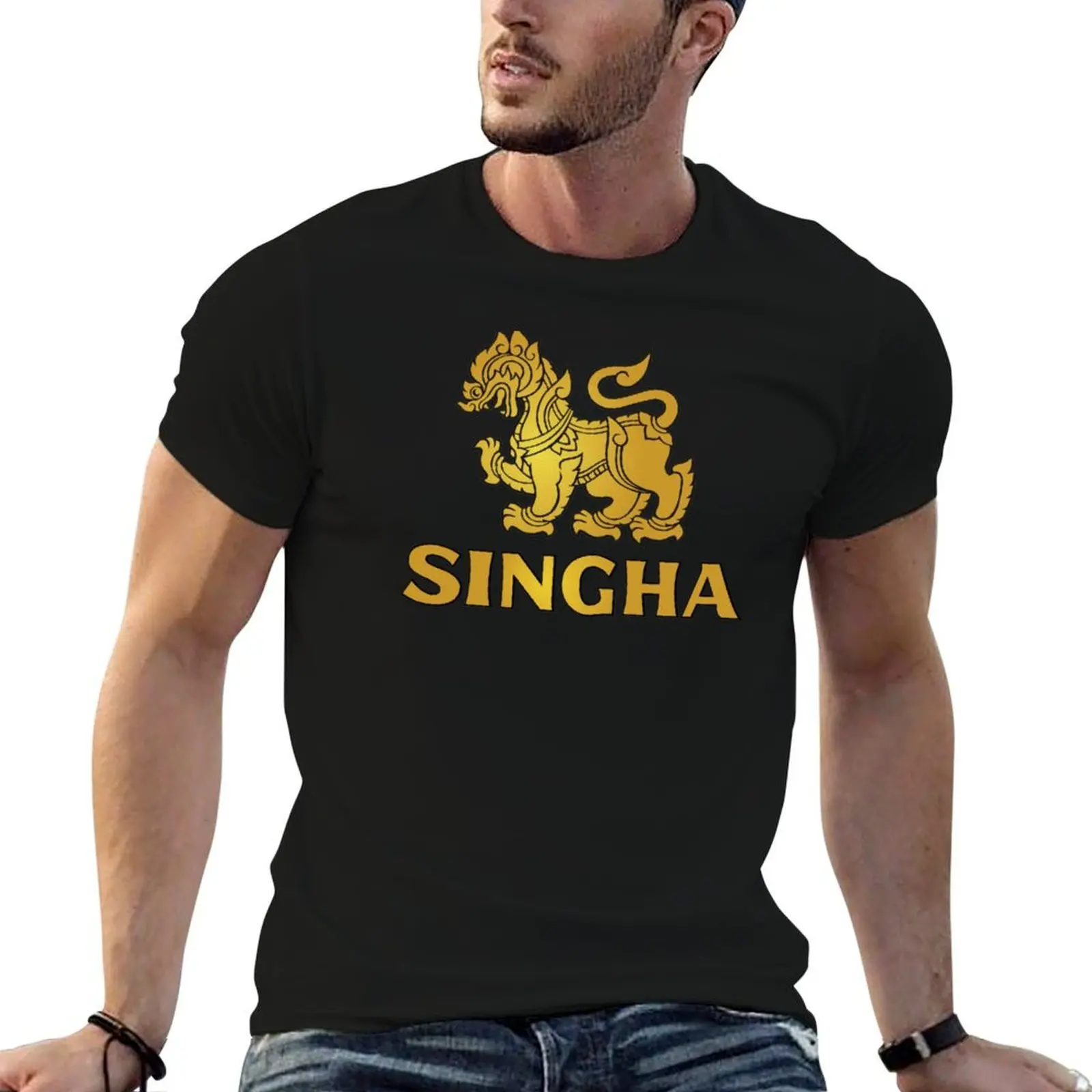 Bebida agua guardar la cerveza y no olvides camiseta singha para hombre 100 por ciento algodón camisetas divertidas Camiseta de algodón