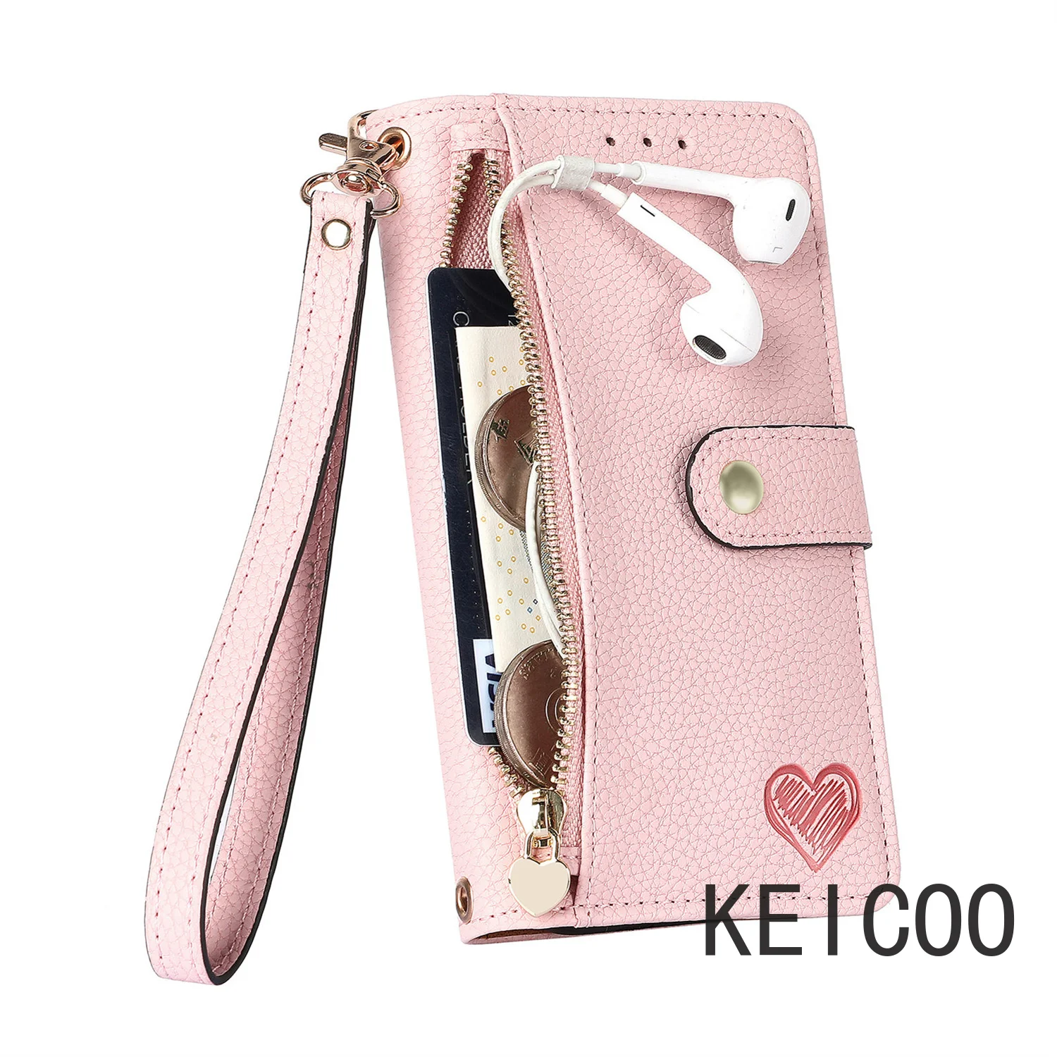 Fashion Shell for Tecno Pova 5 Pova5 Camon 15 18i 18 18P 4G Love Wallet Case Zipper Storage Design Shock Absorption Cover