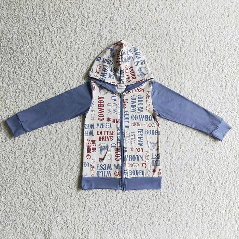 

Toddler Western Cow Hoodie Tracksuit Long Sleeve Zipper Cotton Sportswear Baby Boy Tee Sweatshirt Children Hooded New Clothes