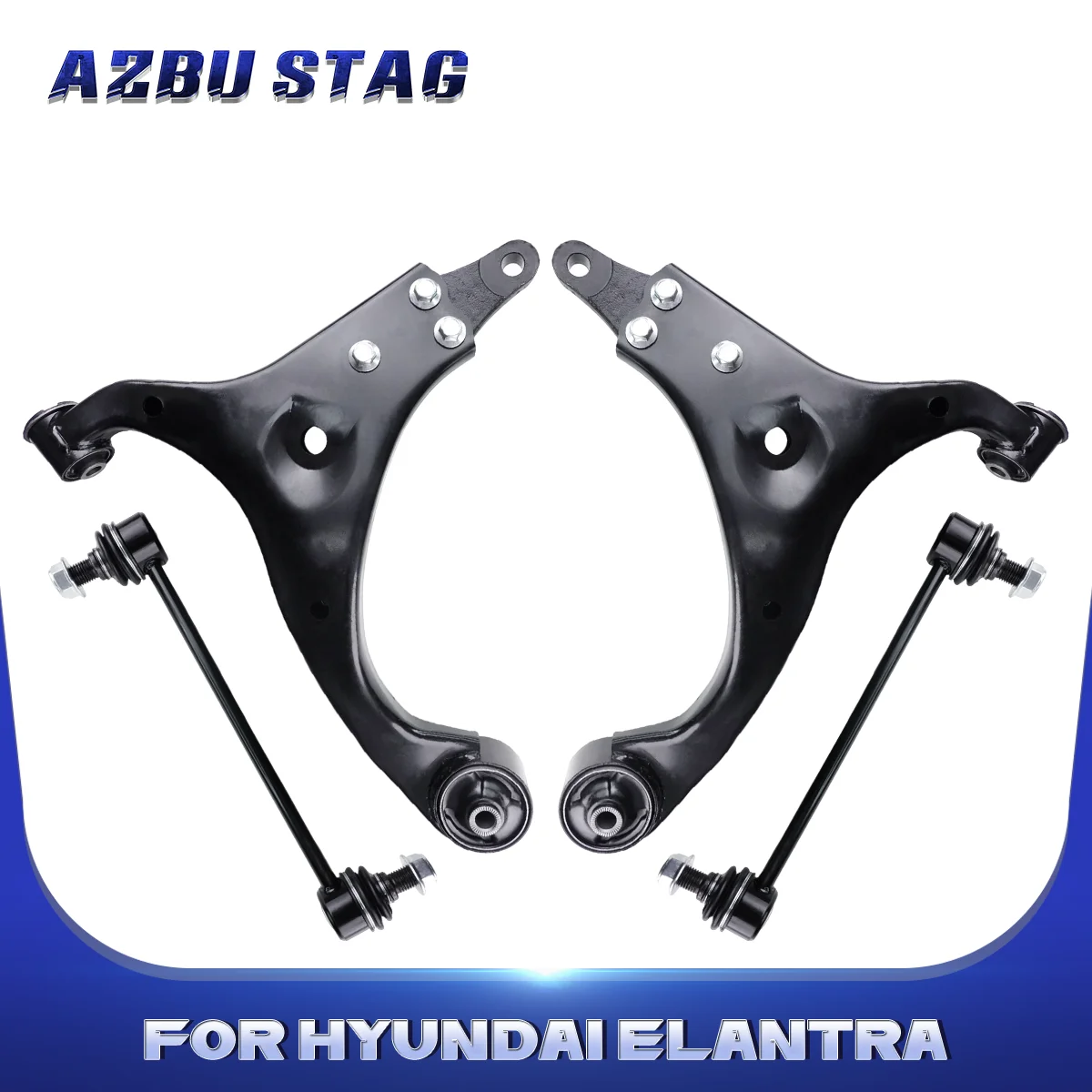 AzbuStag 4Pcs Front Lower Left Right Control Arm Sway Bar Link Suspension Kit for Hyundai Elantra 2007 2008 2009 2010 2011 2012