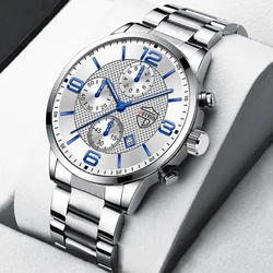Fashion Mens Watches Luxury Quartz Wristwatch Calendar Men Business Casual Leather Watch Luminous Clock
