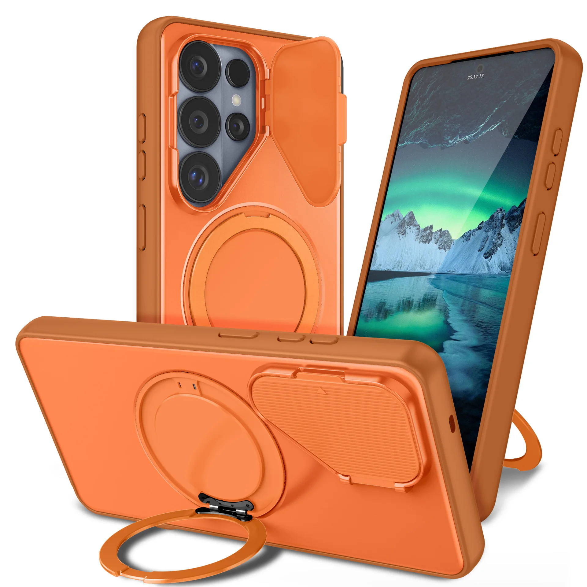 case for Samsung S26 S25 S24 plus ultra Rotating bracket lens protection window full coverage plain WIth Kickstand Magnetic