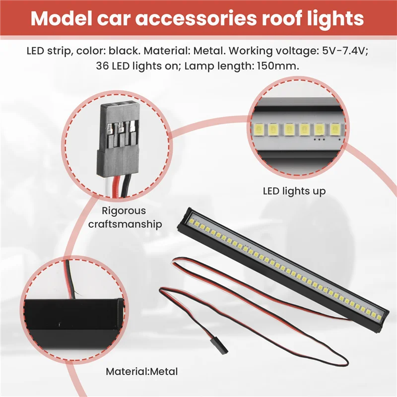ABWE-150MM 36 LED Listwa Świetlna Lampa Dachowa Do Axial SCX10 90046 Traxxas TRX4 Slash Rustler 1/8 1/10 RC Crawler Truck