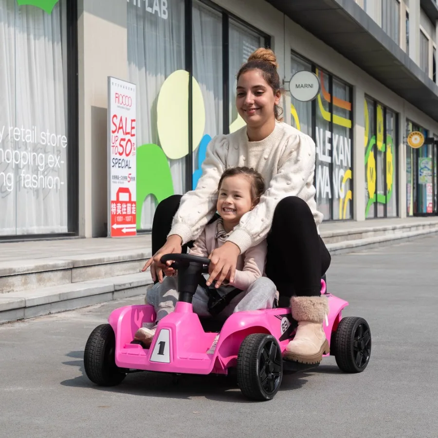 Balade sur voiture avec télécommande et espace de rangement rose