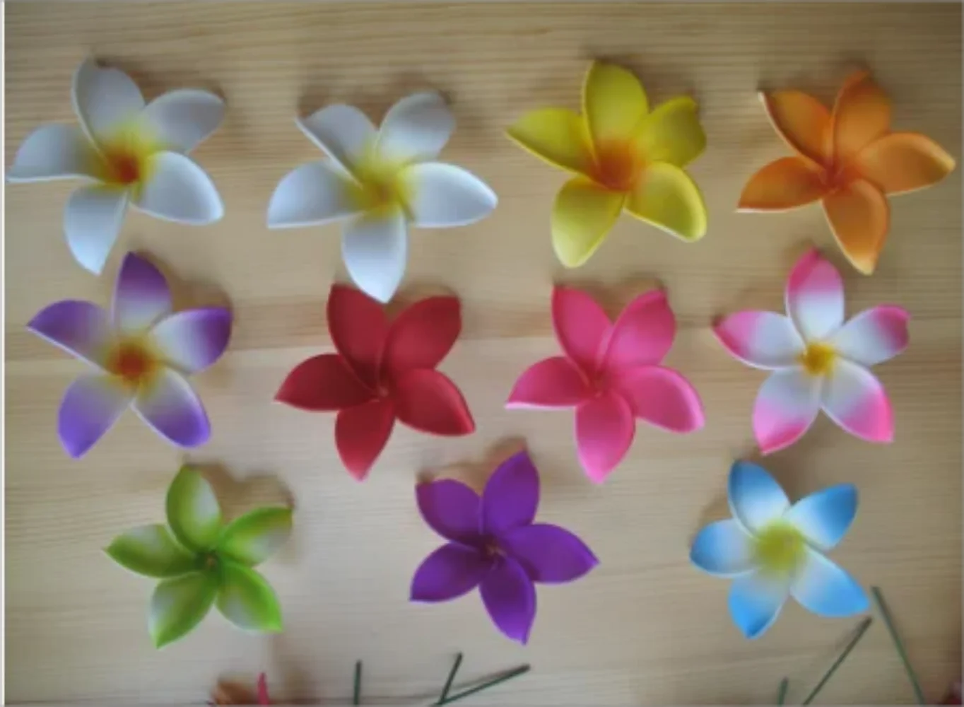 Free Shipping 100pcs/ lot 8CM 10COLORS Foam Plumeria Hair Pick Women Wear Hair Accessories Hawaii Tropical Flower