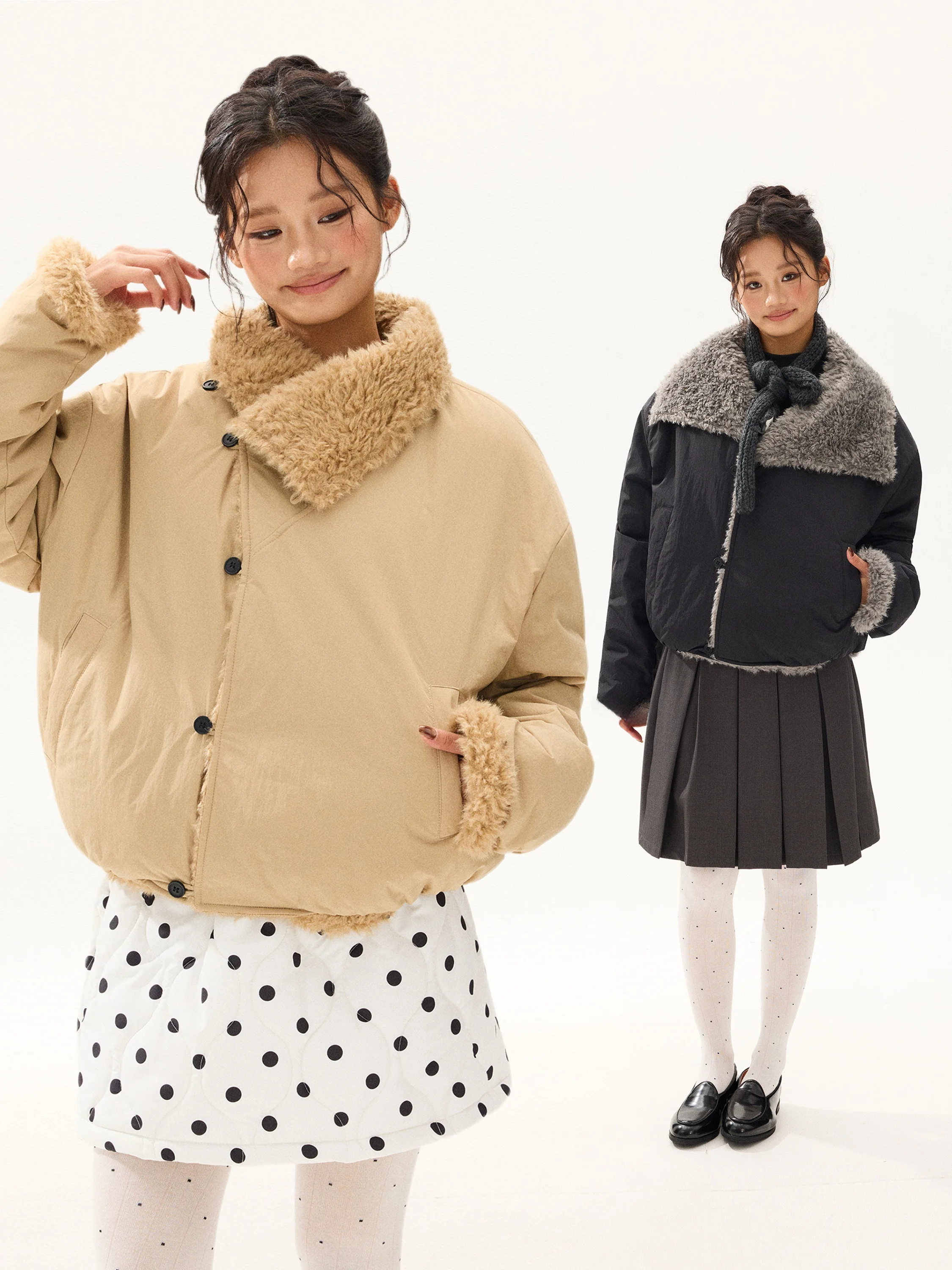 

Free Sonata American Vintage Double-Sided Wearable Cotton Jaet ex Design Sensation Coat Flip Collar Versatile Sli