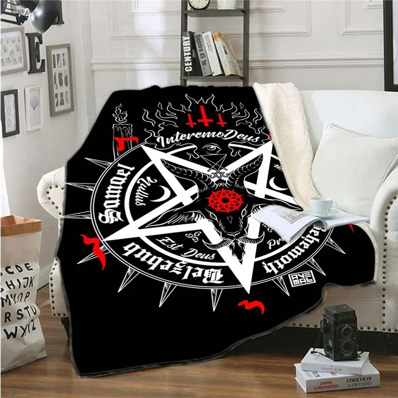 Blankets and Throws for Adults Kids Black Satan Skull Women Dead Head Mystical Circle Esoteric Halloween Blanket Demon Blanket