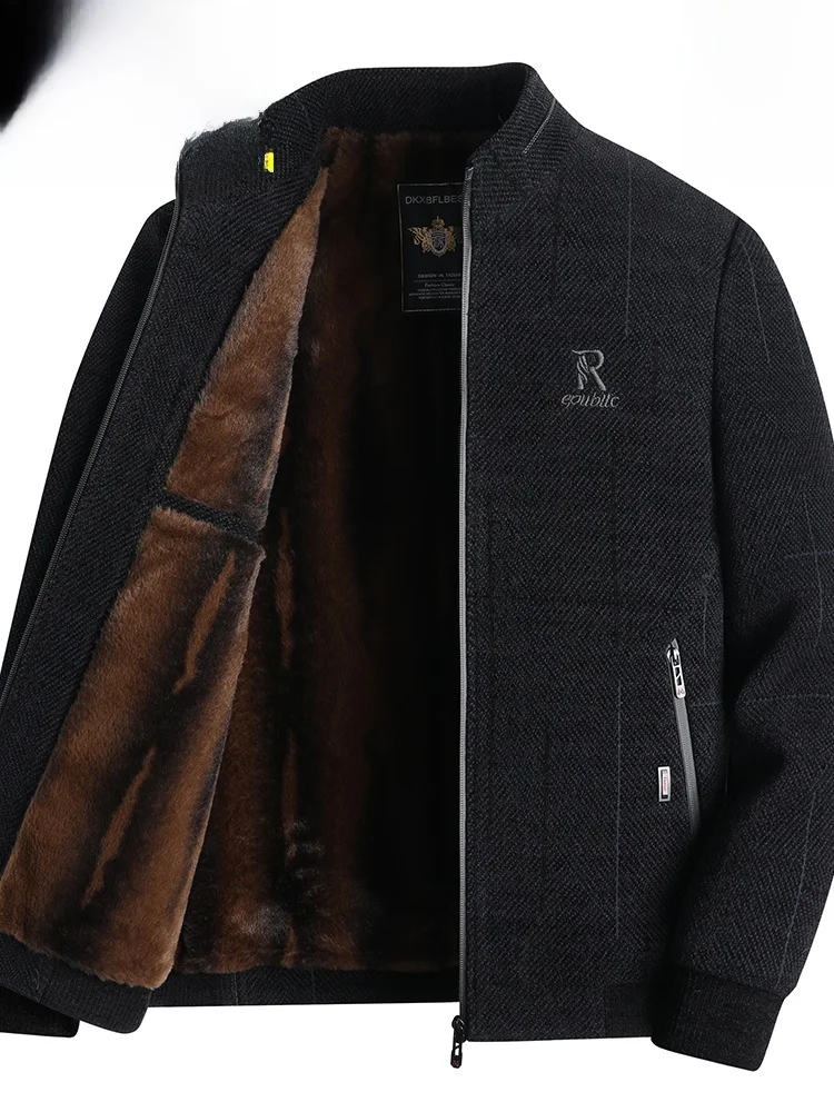 

Thiened down Cotton Jaet Stand Collar Dad Coat Middle-Aged And ly Winter Clothes Busin Gentleman Sle Casual Win...