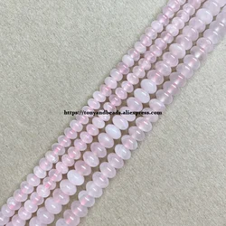 Natural Stone Smooth Rondelle Pink Rose Quartz 7