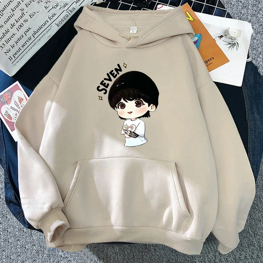 JungKook Seven Sudadera con capucha para mujer Harajuku estético divertido Kawaii sudaderas con capucha Unisex moda Casual HipHop sudaderas Harajuku