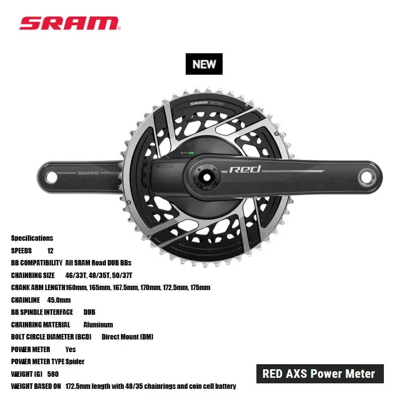 2024 new SRAM model RED AXS Power Meter  FC-RED-P-E1 12speed DUB BBs 50/37T, 48/35T and 46/33T  160, 165, 167.5, 170, 172.5, 175