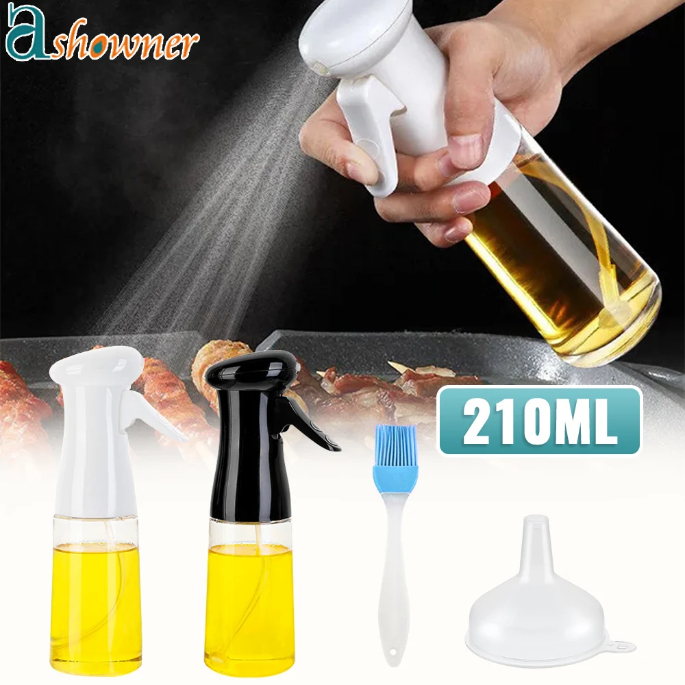 210ml Olive Oil Sprayer Bottle BBQ Oil Spray Empty Plastic Oil Pot Vinegar Mist Sprayer Oil Dispenser Salad Kitchen Cooking Tool