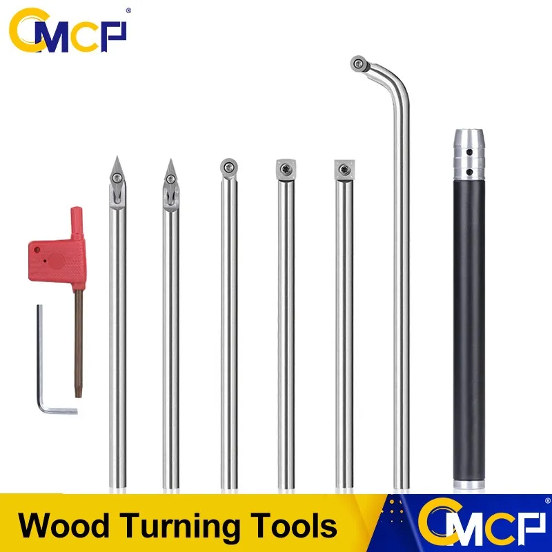 Carbide Wood Lathe Turning Tools with Insert Cutter for Woodworking Lathe Rougher Finisher Swan Neck Hollowing Tools 