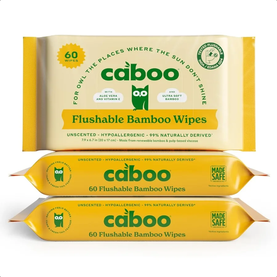 

Tree Free Flushable Wipes Certified Flushable Septic Safe Biodegradable Chemical Free Unscented Wipes for Adults made with Rene