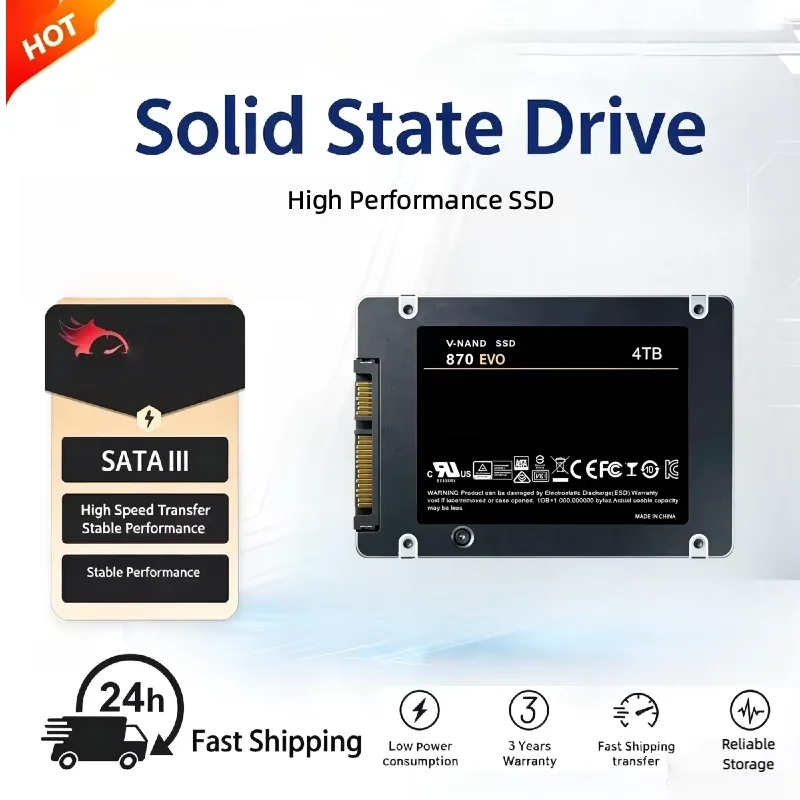 New 1TB 2TB SSD Solid State Drive SATA III 2.5 Inch Internal Hard Disk 870 EVO High Speed SSD Hard Drive for Laptop Desktop PC