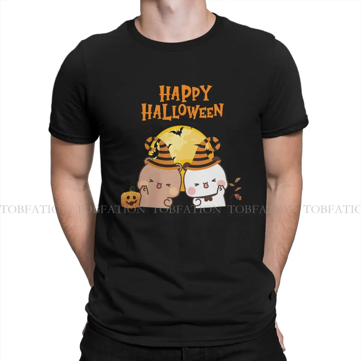 Bubu And Dudu Celebrating the Halloween Tshirt Graphic Men Tops Vintage Alternative Summer Short Sleeve 100% Cotton T Shirt