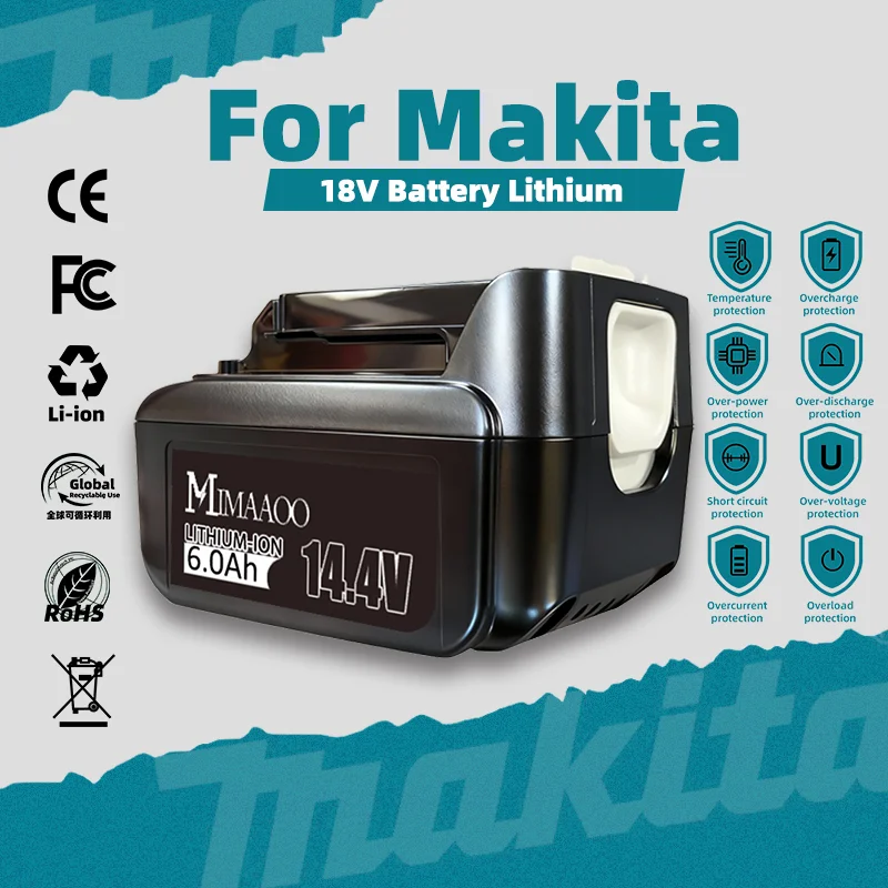 

New Pocket Original Bateria,14.4V 6Ah Rechargeable Li-ion Battery For Makita 14V Power Tools 5.0Ah BL1460 BL1430 1415 194066-1