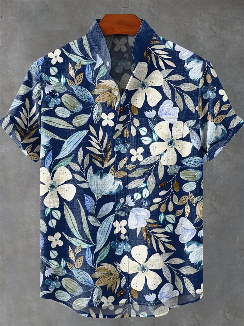 

Новая мужская рубашка с принтом рыбы в винтажном стиле, повседневная рубашка из 100% льна, удобная тканевая рубашка на пуговицах с короткими рукавами