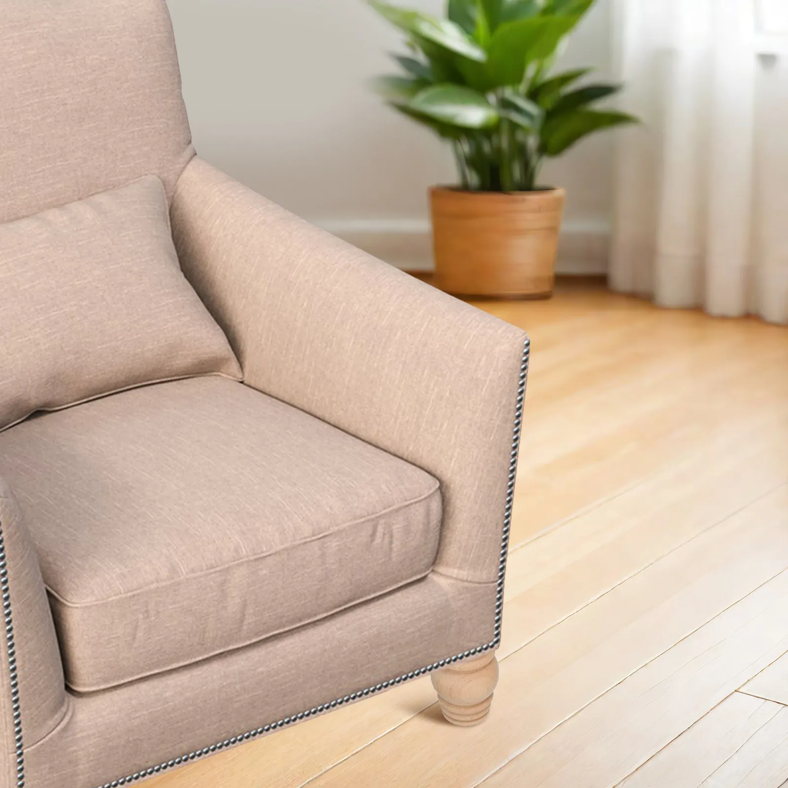Solid Wood Round Furniture Legs 3.9 Inch Tall French Decorative Sofa Replacement Couch Feet Support Wood Coffee Table Legs